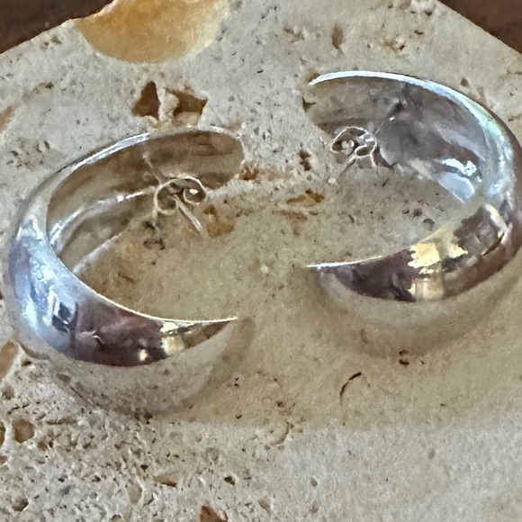 Jewelry - Vintage Heavy Mexico 925 Sterling Silver Earrings Boho 1.5”